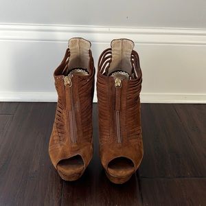 Tan Suede Bebe High Heels